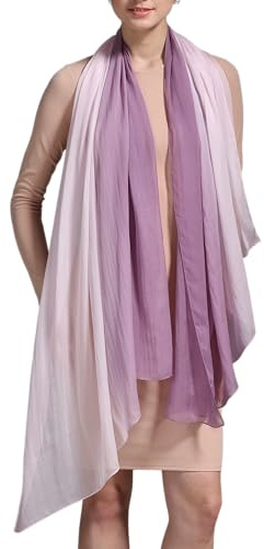 Prettystern groß Chiffon Seidenschal mit Farbverlauf Tie-Dye Batik 100% Seide Damenschal Stola - 3 lila/hell lila