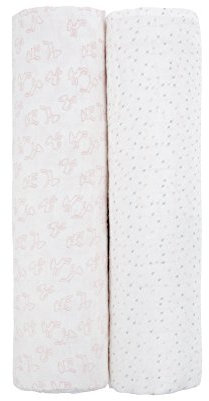 LÄSSIG Baby Pucktuch Spucktuch Muslin Mulltuch (2 Stk. 120 x 120 cm)/Heavenly Soft Swaddle XL Lela rosa