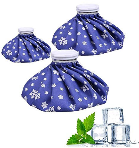 BelleStyle Eisbeutel, Packung mit 3 [15cm, 23cm, 28cm] Wiederverwendbare Heiße und Kalte Kompresse Eispackung für Kopf, Rücken, Hals, Schulter, Taille, Bein, Knie, Sportverletzungen - Blau