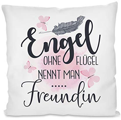 Herzbotschaft Kissen mit Motiv - Engel ohne Flügel nennt Man Freundin
