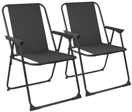 Harbour Housewares Klappe Metal Beach Stühle - Schwarz - Pack Von 2