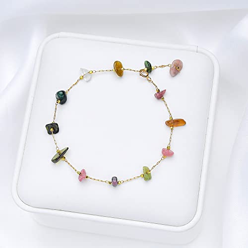 Chakra Armband,Naturstein Turmalin Kristall Armband Boho Unregelmäßige Perlen Verstellbar Karabinerverschluss Armband Yoga Energie Edelsteine ​​Perlenarmband Schmuck Für Männer Frauen Geschenk
