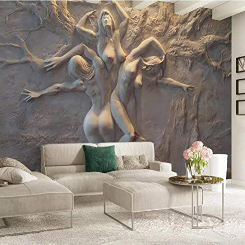 Tapete Fototapete 3d Effekt Drei Frauen Europäische Skulptur Wandbild Wandtapete Hauptdekorationen für Wohnzimmer Schlafzimmer, 400cm x 280cm