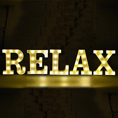 Relax - LED Deko Buchstaben - 22 cm - Lampe beleuchtet Hinstellen Hochzeit Schriftzug Wort Batterie Lechtdeko Alphabet Liebe Romantisch Wohnzimmer Leuchtbuchstaben Nachtlicht Dekoration
