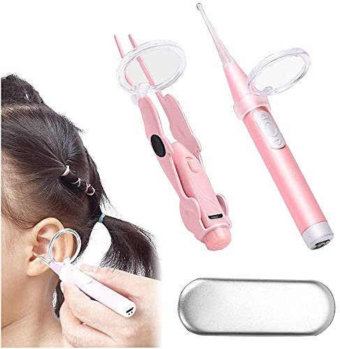 Bestgle LED Light Earwax Removal Kit Ear Pick Cleaner Kit Ear Wax Spoon Digger & Tweezers with Magnifying Lens for Kids and Adults