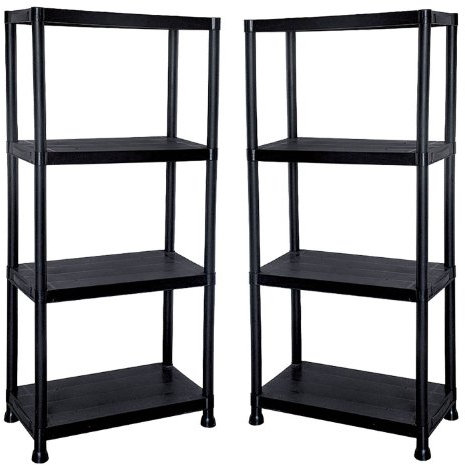Taylor & Brown 2 x 4 Tier Heavy Duty Black Plastic Garage Storage Shelving 60cm Wide Shelves Shed Shelf Unit Home Office Pantry Workshop Racking (60 x 30 x 130cm)
