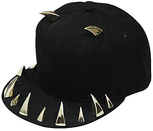 UKKD Baseball Cap Erwachsene Hip Hop Punk Rock Full Spike Nieten Nieten Snapback Caps Männer Bboy Cool Ald Peared Baseball-Hüte-Black Golden,56-60Cm