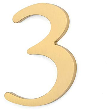 Lcuihong-Street Numbers 6.5cm High, Self-adhesive Solid Brass Floating House Numbers Door Sign, ﻿Easy to install (Color : Number 3)