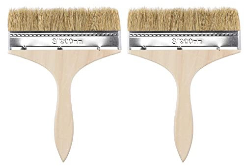 sourcing map 2Pcs 7 Inch Paint Brush Natural Bristle Flat Edge with Wood Handle Wall Treatment Tool for Paint, Varnishes, Glues