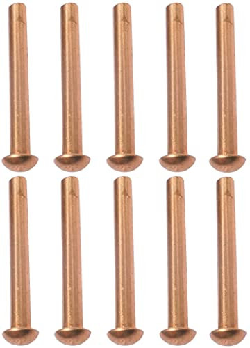 AERZETIX - C48022 - Lot de 10 Rivets en cuivre Ø2x16mm à tête demi-ronde - rivet à tête bombée - rivet plein/rivet à frapper - DIN 660
