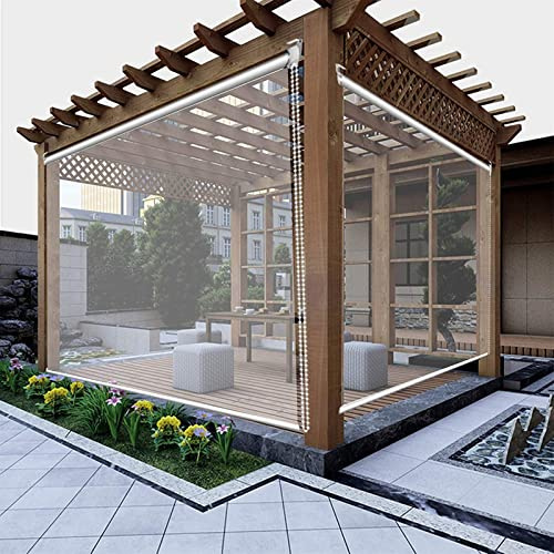 Tenda a Rullo PVC Trasparente Impermeabile, Tapparella Avvolgibile per Giardino Esterno Con Catenella Laterale, Isolamento Termico Antipolvere, Antipioggia (W160xH250cm/63x98in)