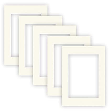 nielsen Conservation Passepartout Karton 1,5 mm | 5er Set | Außenformat 13x18 cm für Bildformat 9x13 cm | Elfenbeinweiß (creme weiß) | glatte Oberfläche