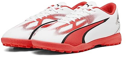 PUMA Men's Ultra Play TT Soccer Shoe, White Black-FIRE Orchid, 9.5 UK