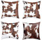 Set von 4 Kuhfell Kissenbezüge 40x40, Western Home Decor, Kuhfell Braun Weiß Schwarz Dekorative Kissenbezüge, Bauernhaus Tier Cowboy Kissenbezüge für Sofa Sofa Outdoor Auto