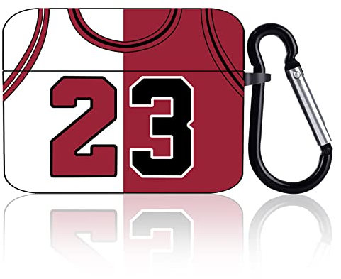 Die Cool Kopfhörerhülle von kompatibel mit Airpods Pro 2(2022), Basketball-Trikot-Design mit Schlüsselanhänger, Weiche TPU-Schutzhülle für Sportfans [Trikot No.23]
