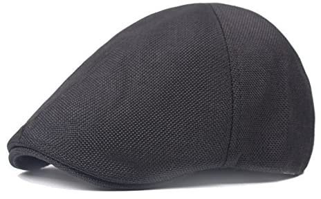 tcax Schiebermütze Herren Lässige Maler Zeitungsjunge Mütze Frühling Sommer Berets Hut Für Männer Frauen Fischgrätenvisier Schirmmütze Entenschnabelhut Alte Männer, Schwarz, 56-58 cm