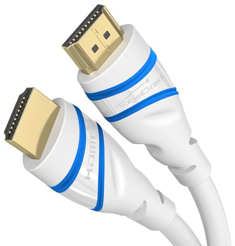 KabelDirekt – Cable HDMI 8K y 10K – HDMI 2.1 b – Certificado, desarrollado en Alemania – 3m (Cable de Ultra Alta Velocidad, para PC y consolas como PS5 y XBO, Monitor y TV – blanco)