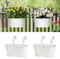 LIROPAU 2 Pezzi Vasi da Fiori Sospesi in Metallo, Vasi Portafiori Pensili Vaso Sospeso Portafiori Pensili con Doppio Gancio Rimovibile per Balcone Recinzione Giardino Decorazione (Bianco)