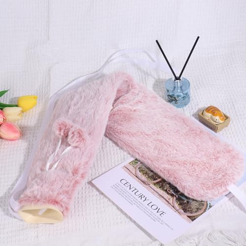 BOLEi Extra Lang Wärmflasche mit Bezug Flauschig,Auslaufsicher & Geruchlos,73cm Nackenwärmflasche Kann Zugebunden Werden,Frauen & Männer (Lang-Rosa)