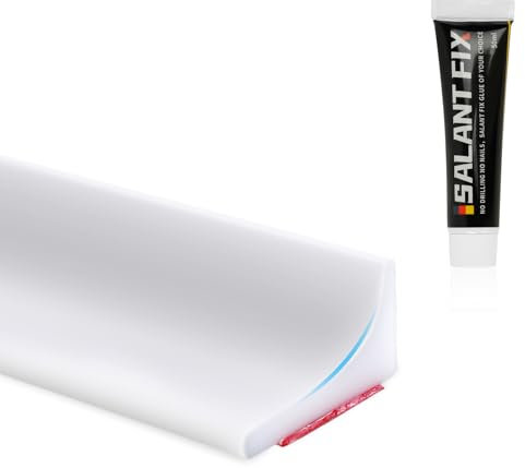 Flintronic Joint Douche, 3M Barriere de Douche Silicone, Bande Imperméable Pliable, Seuil de Douche Barrière d'eau, Barrière Anti-inondation pour Sol de Salle de Bain (Blanc, à Adhésif Étanche 50g)