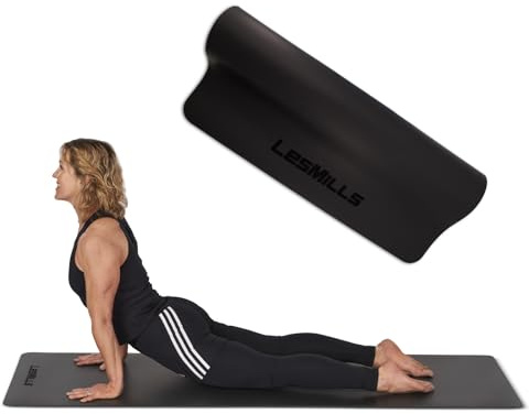 Les Mills™ Yoga Mat, Black, 183cm x 68cm (6 feet x 2.2 feet), Vegan Leather Top Improves Grip