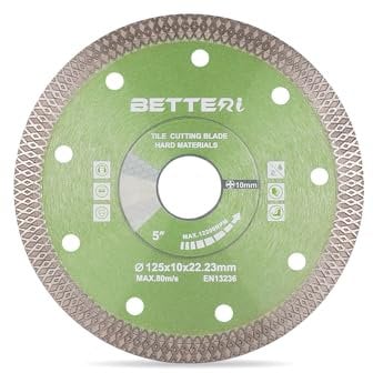 BETTERI Diamantscheibe 125mm x 22,23mm Fliesen Extra Dünn, Diamant Trennscheiben 125mm für Fliesenschneider & Trennschneider, zum Schneiden von Fliesen, Keramik, Mauerwerk