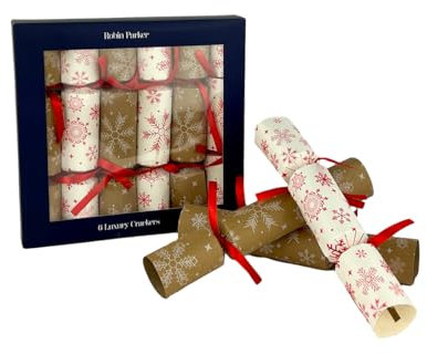 Robin Parker Christmas Crackers - Weihnachtsknallbonbons - 27 x 26 x 4,5 cm - Tischdekoration - Weihnachtsknallbonbons - Partyknallbonbons - Weihnachtsdekoration Weiß