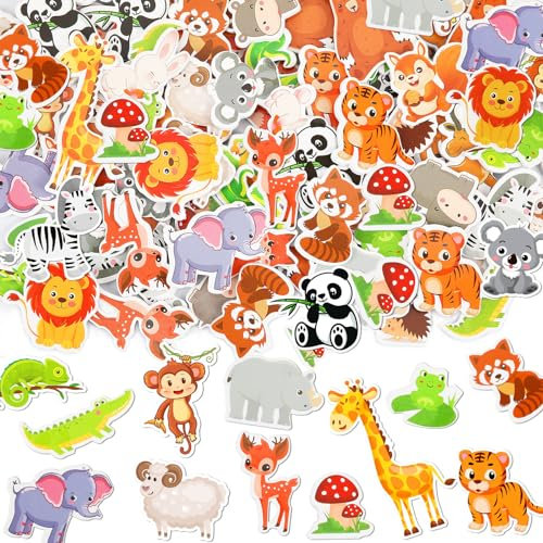 JULBEAR Sticker Tiere, 300 Stück Schaumstoff Aufkleber Tiere Sticker Waldtiere Süße Stickers for Kids Niedliche Tier Aufkleber für Auto Laptop Fahrrad Partygeschenke Dekoration Zuhause