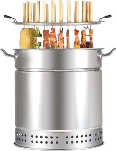 Barbecue suspendu sans fumée, barbecue en baril de charbon de bois extérieur maison portable en acier inoxydable camping pique-nique cour cuisine, barbecue baril en maille