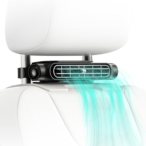 OneNine Auto Ventilator, Autositz-Kühlventilator, 3 Geschwindigkeiten, 4500 RPM, Stumm 12v Ventilator, Tragbarer Rücksitzventilator für Limousinen, SUV, Lkws und Autos