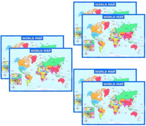 NUOBESTY 3 Sets Weltkarten-etiketten Für Kinder Im Vorschulalter Wandkarte Interaktives Lernposter Leuchtende Farben 2 Stück X 3