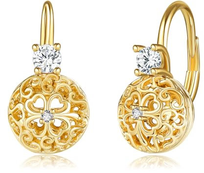 POPLYKE Gold Ball Ohrringe Damen Klee Ohrringe 925 Sterling Silber Leverback Ohrringe Shamrock Ohrringe Geschenke