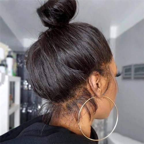 Perruque Lace Front Wig 360 Naturelle Remy Sans Colle, Cheveux Lisses, Pre-Plucked, Densité 250, HD, Pour Femmes