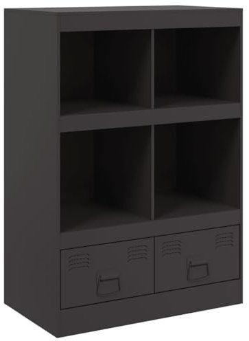 vidaXL Highboard, Sideboard mit Stauraum, Kommode Anrichte Schrank für Wohnzimmer, Standschrank Beistellschrank Mehrzweckschrank, Schwarz Stahl