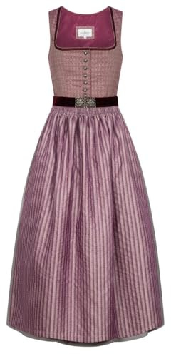 Nübler Dirndl lang Damen - 2 teilig inkl. Kleid und Dirndl Schürze im Landhausstil, Rocklänge 90cm - Moderne bayrische Tracht, Edda Beere, Größe:52