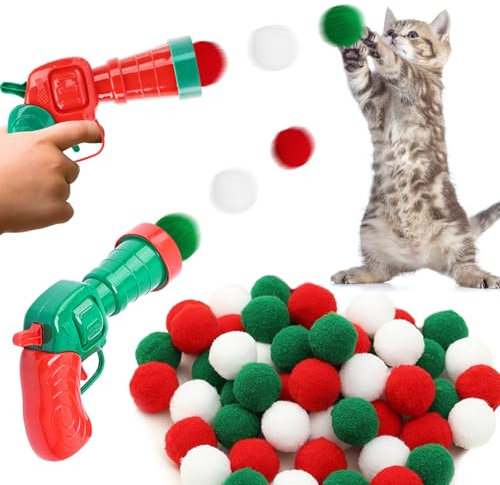 KIKVTER Interaktives Katzenspielzeug - Ball Pistole Mit Bällen für Indoor Haustiere, Katzen Und Hunde - Plüsch Ball Interaktiv
