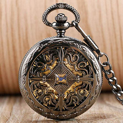 MRKU Taschenuhr, Coole Steampunk-Taschenuhr mit chinesischem Knoten-Design, mechanische Automatik-Taschenuhr, Retro-Uhr