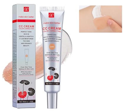 CC Creme mit Asiatica, Getönte Gesichtscreme Cream, Tinted Color Corrector with SPF 25, Langanhaltender Feuchtigkeitsspendender Concealer (Dunkel, 45ML)