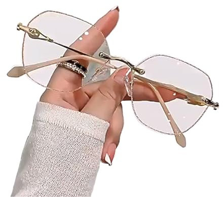 Genérico Gafas De Presbicia De Moda Para Mujer,gafas De Lectura Sin Marco HD Y Luz Anti-azul(Plateado,1.5)