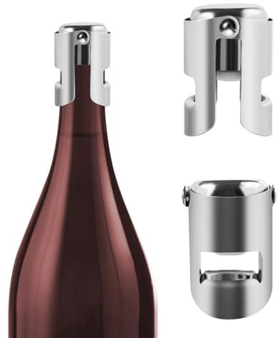 2PCS Champagne Stoppers, Champagne Bottle Stopper, Champagne Sealer Stopper, Sparkling Wine Bottle Stopper, Leak Proof Wine Bottle Saver, Stainless Steel and Silicone Seal(Silver)