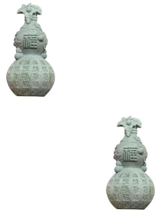 Garneck 2pcs Gourd Ornaments Car Decor Decorative Gourd Statue Antique Gourd Decor Chinese Gourd Bonsai Decorations Vintage Gourd Statue Decorative Stone Gourd Green Sandstone Grey