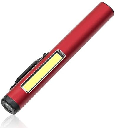flintronic 1PC Mini Torch, USB Rechargeable Flashlight, Pocket Pen Torch Light Torches, with Pocket Clip, Super Bright, Waterproof, for Inspection, Workshop, Repair, Hiking, Red