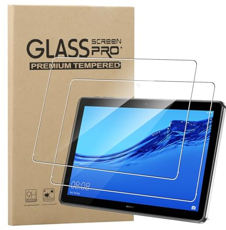 KZIOACSH Screen Protector for HUAWEI MediaPad T5 10 Inch, 2 Pack Ultra Clear Anti-Scratch Tempered Glass Film 9H Hardness Touch Sensitive Anti-Fingerprint Anti-Oil Protective Screen Guard