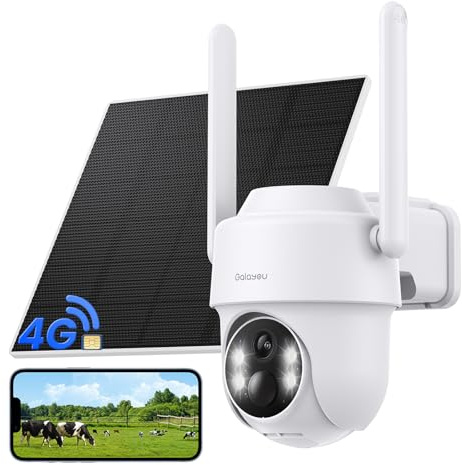 GALAYOU 4G LTE Überwachungskamera Aussen Akku Solar - 2K Kamera Überwachung Aussen mit SIM Karte, Ohne WLAN Kamera Outdoor, PTZ, PIR Bewegungsmelder, Farbnachtsicht, Zwei-Wege-Audio