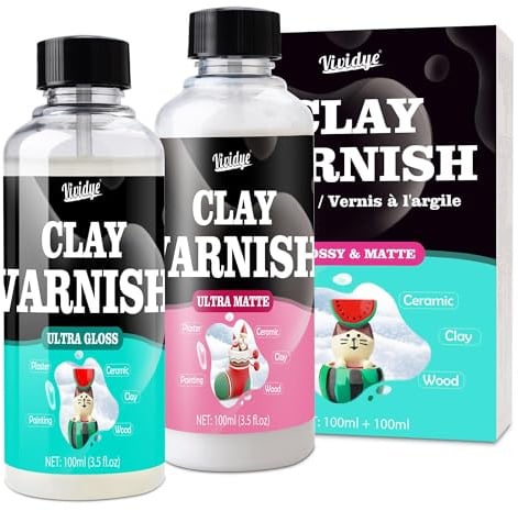 Set di vernice per argilla essiccante all'aria, 200 ml, contiene vernice lucida e vernice opaca, antigraffio, non ingiallisce e impermeabile, vernice trasparente lucida per sigillatura, vernice