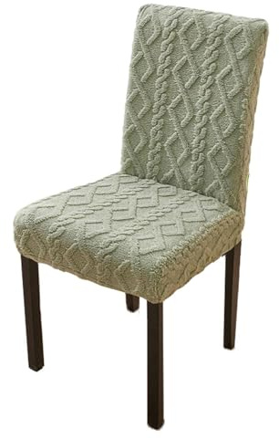 HOOLRZI Stuhlhussen aus dickem Plüsch, Jacquard, Stretch-Stuhlbezüge, weich, warm, für Küche, Wohnzimmer
