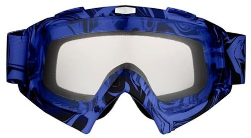 Mud Defeater Motor Kinder Brille Motocross Motorradbrille Racing Googles Quad Bike Cross Enduro Blau (Klares Glas)