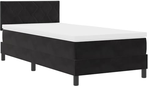 vidaXL Boxspringbett mit Kopfteil Schwarz 90 x 200 cm Samt, Elegantes modernes Schlafzimmer, kuscheliger Bettgestell, samtige Möbel, luxuriöse Schlafplattform