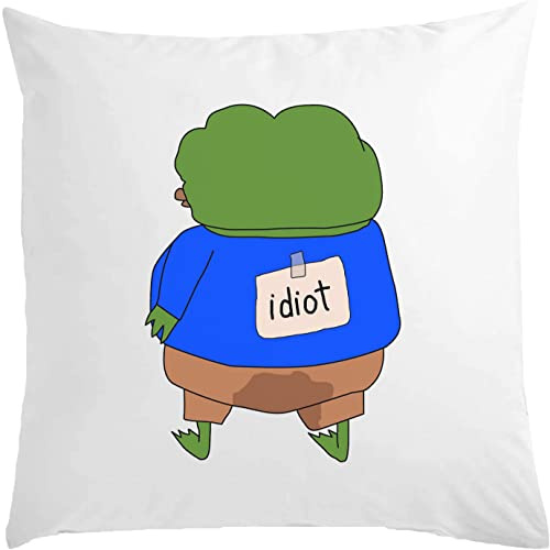 Lustiges Pepe The Frosch Meme Kissen 40 x 40 cm mit Füllung, Weiß