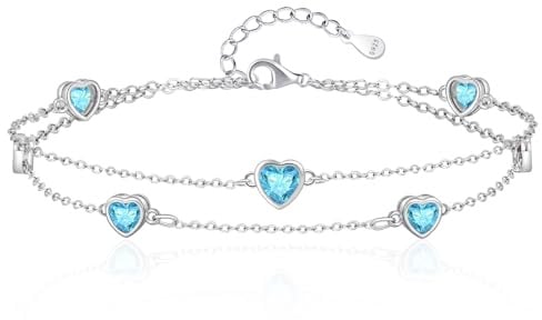 Tusuzik Armband Damen, Silber 925 Zircon Doppellagiges Herz Schmuck Armband | Schmuck für Freundin Frau Mama, Valentinstag Geburtstag Weihnachten, Silberarmband Geschenke für Frauen